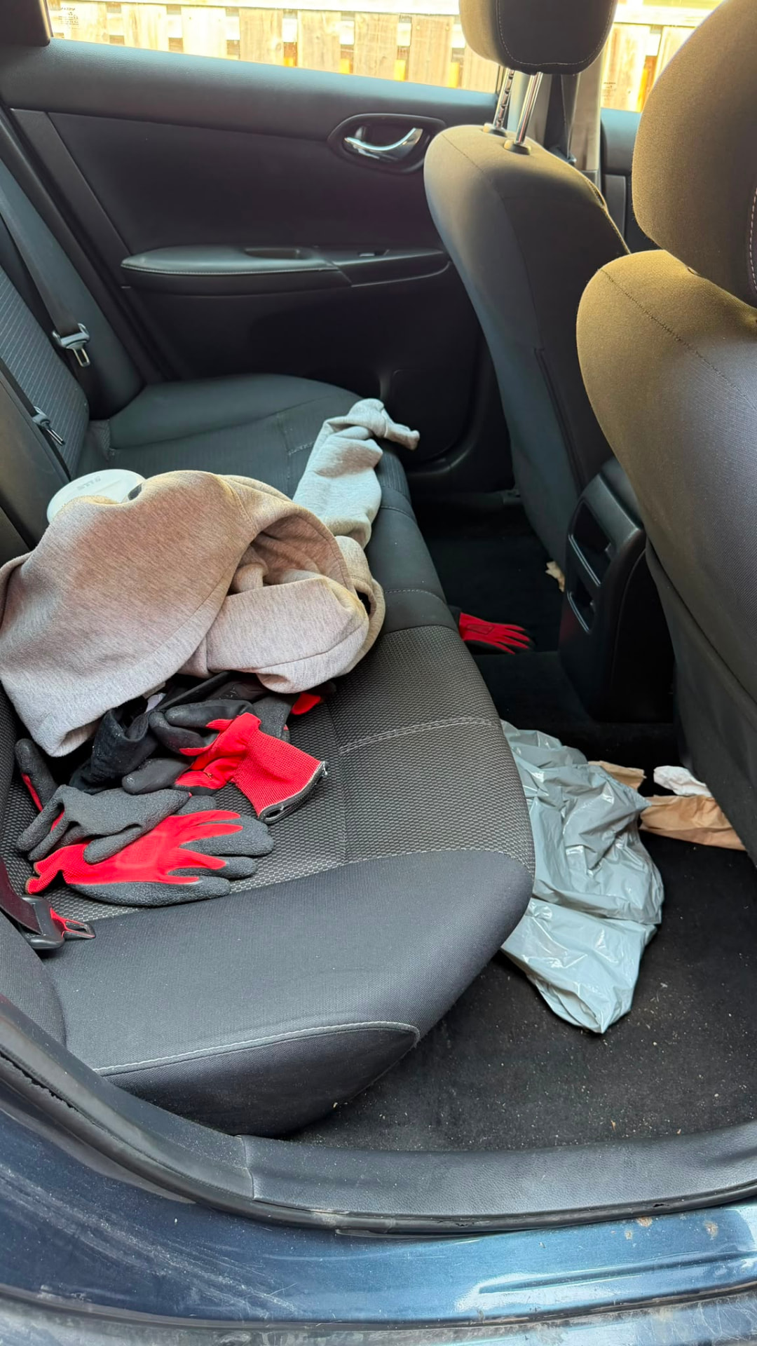 Rear seats and carpet deep clean — before