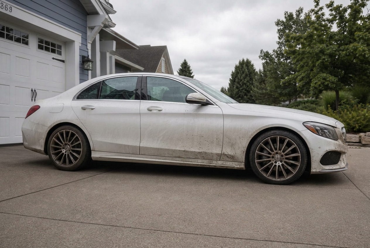 Luxury sedan detail — before